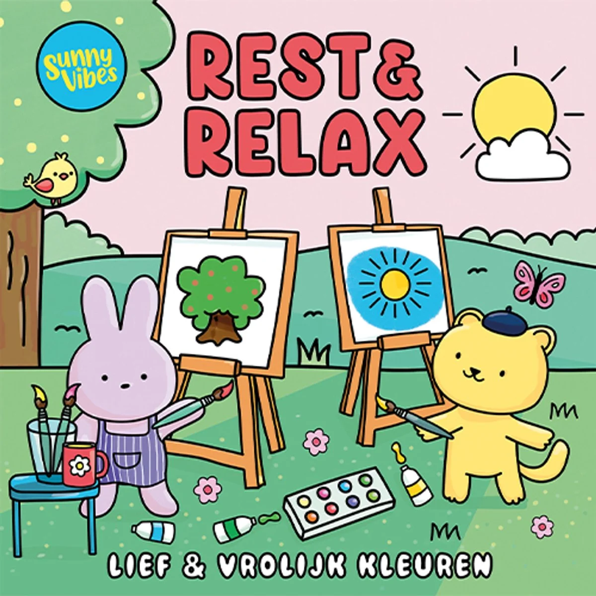 Kleurboek Cute & cozy coloring – Sunny vibes – Rest & relax - Afbeelding 2