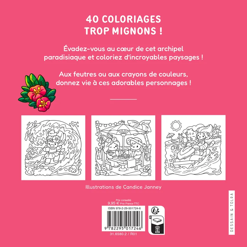 Kleurboek Cosy Colo – Jade Summer – Hawaï Cosy – Coloriages exotiques et mignons - Afbeelding 3