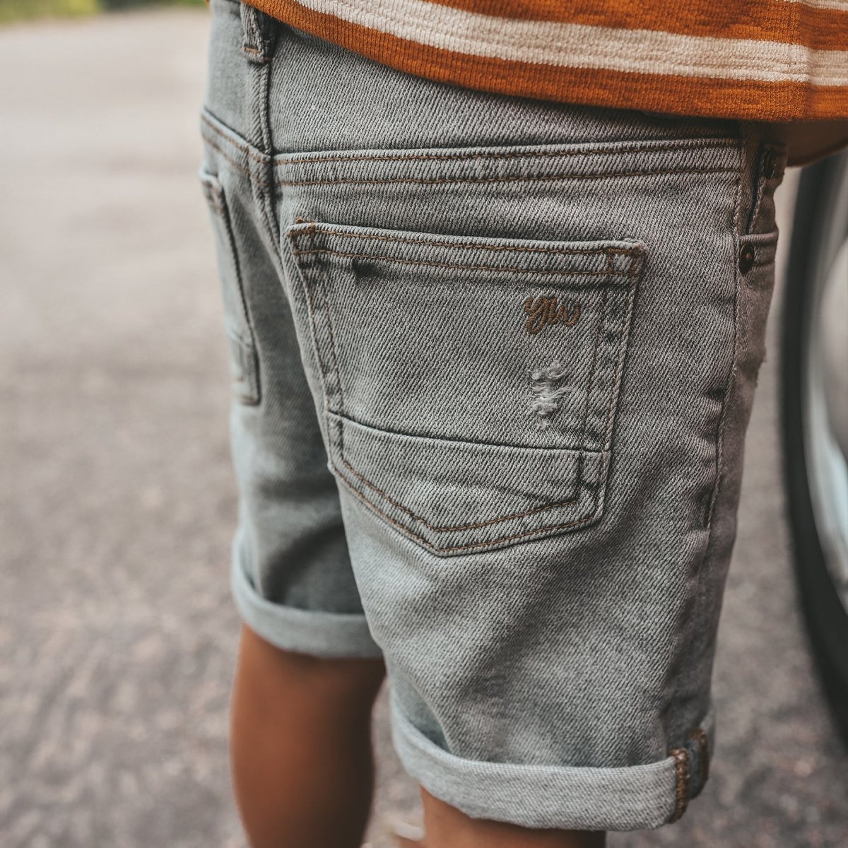 Grey Denim Regular Shorts - Afbeelding 3