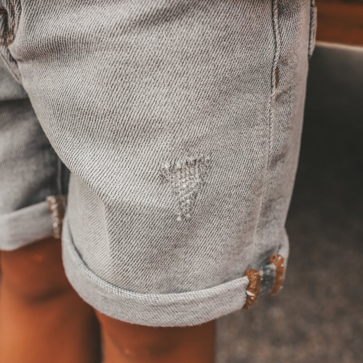 Grey Denim Regular Shorts - Afbeelding 4